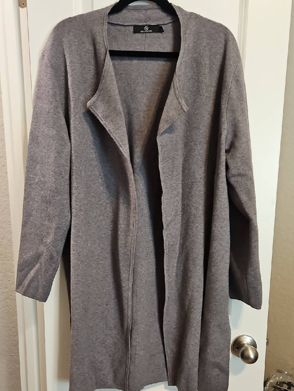 Eddie Bauer Women's Light Heather Gray Open Drape Cardigan